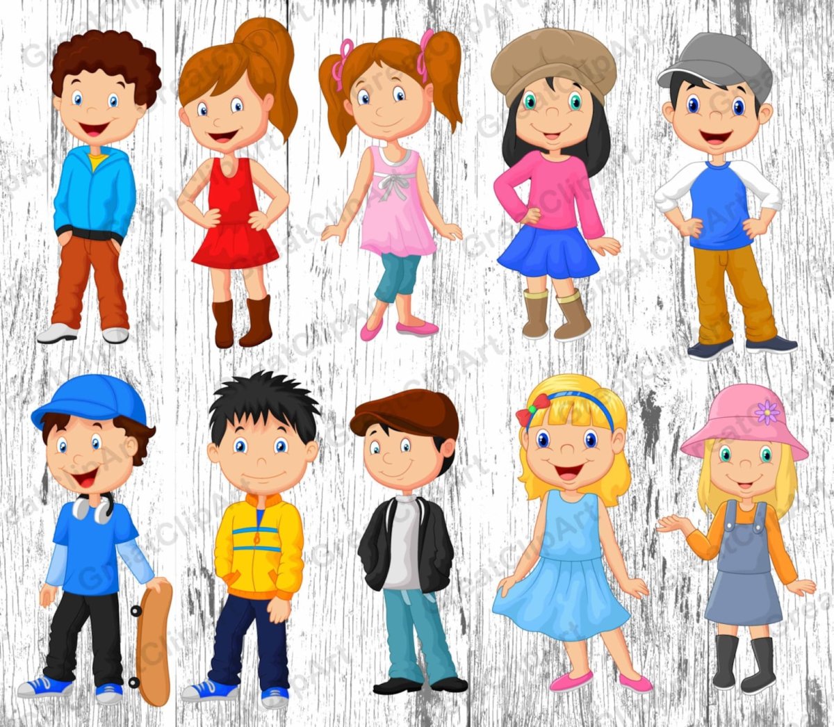 Дети в разной одежде рисунок