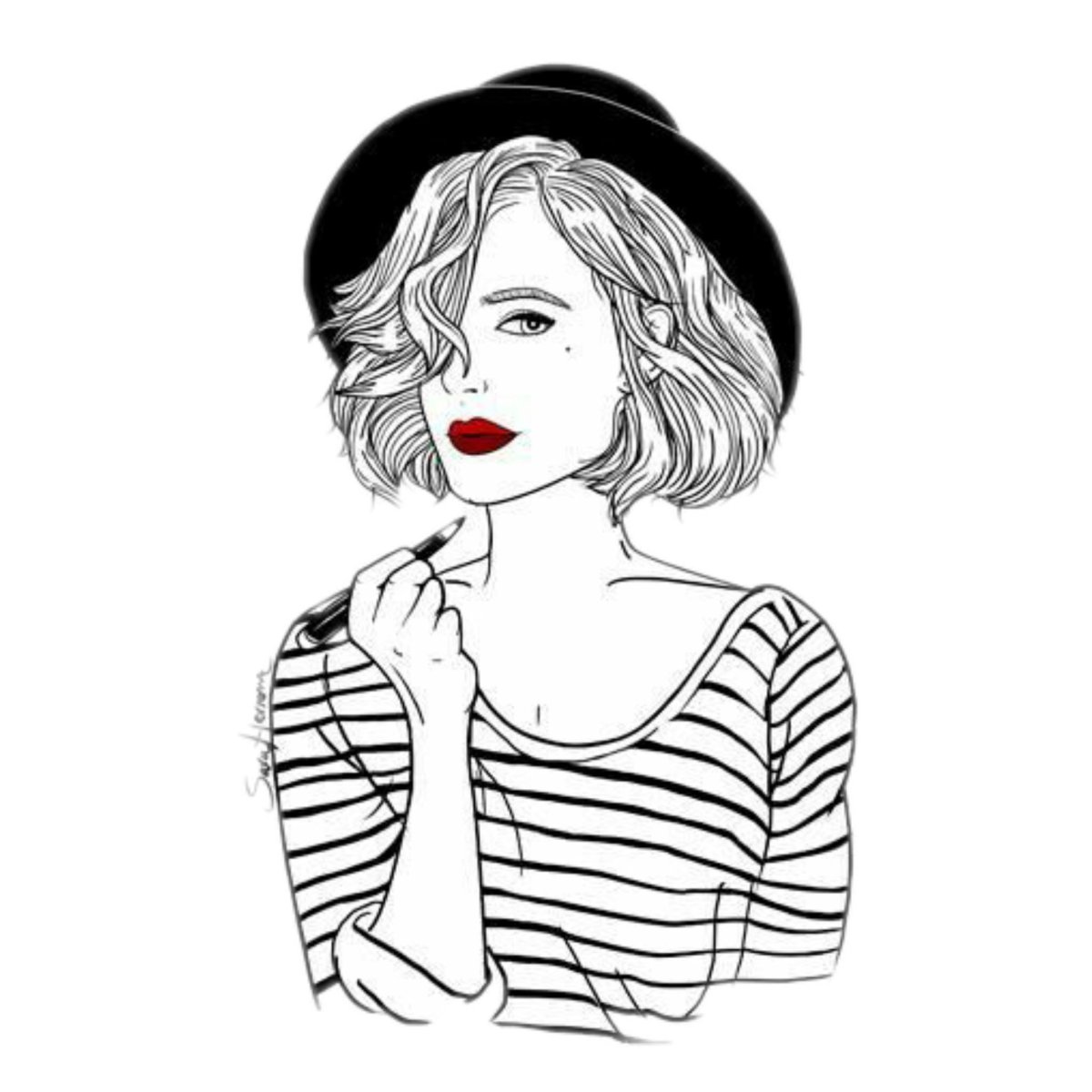 Черно белые рисунки девушек
