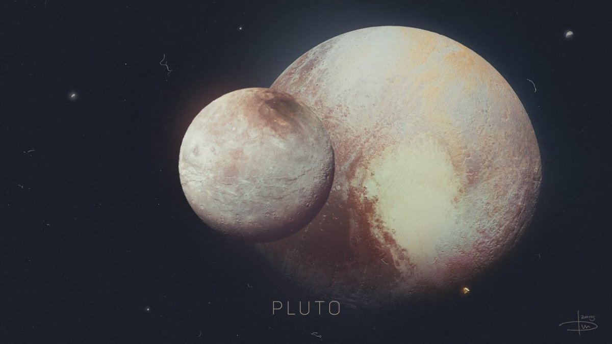Плутон на фоне земли