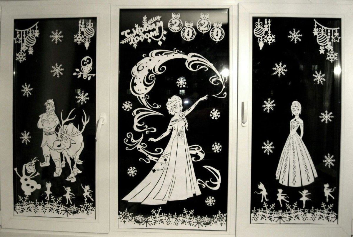 Вытынанки шторы на окна новогодние