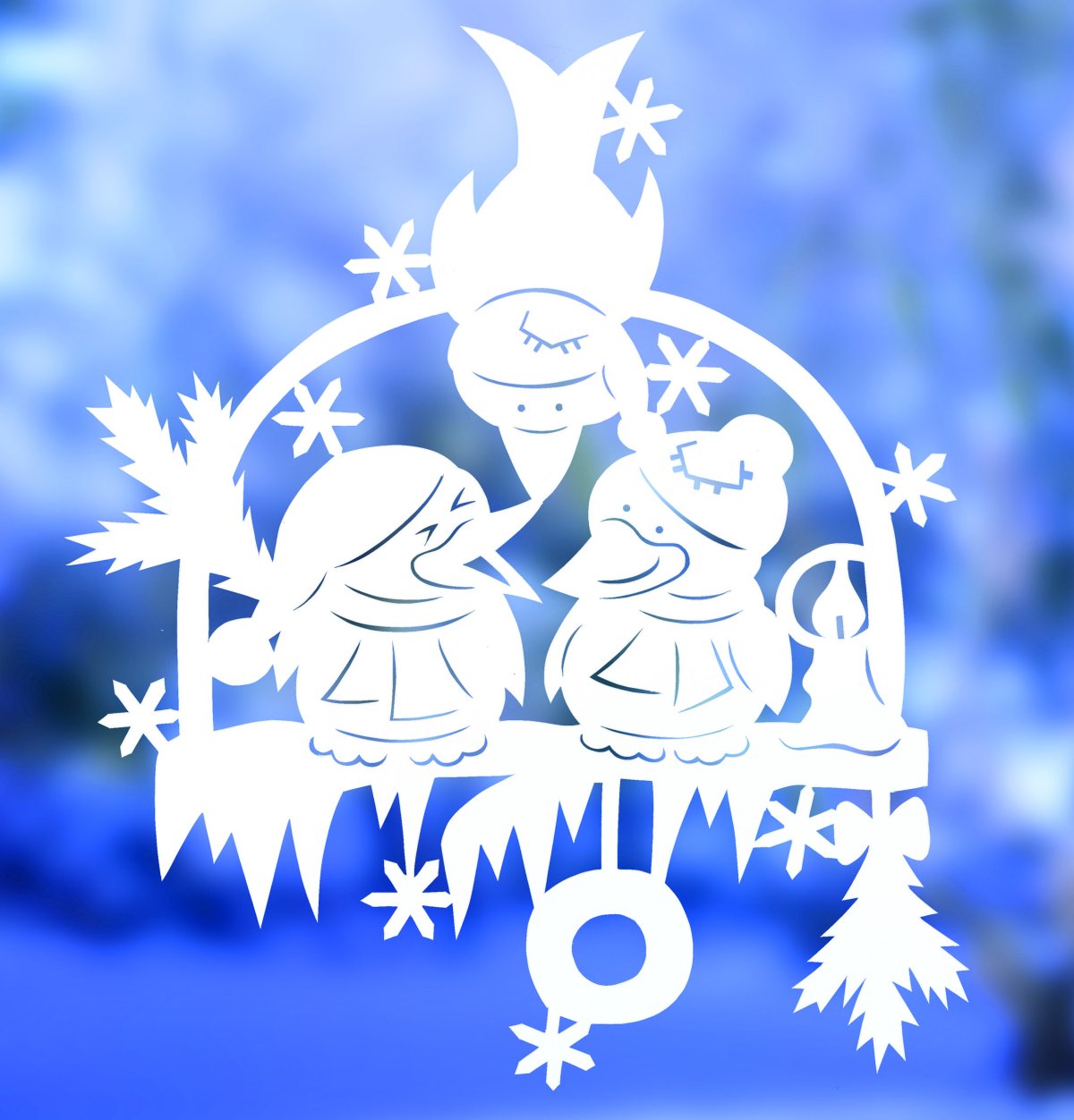 Бумажные новогодние украшения на окна