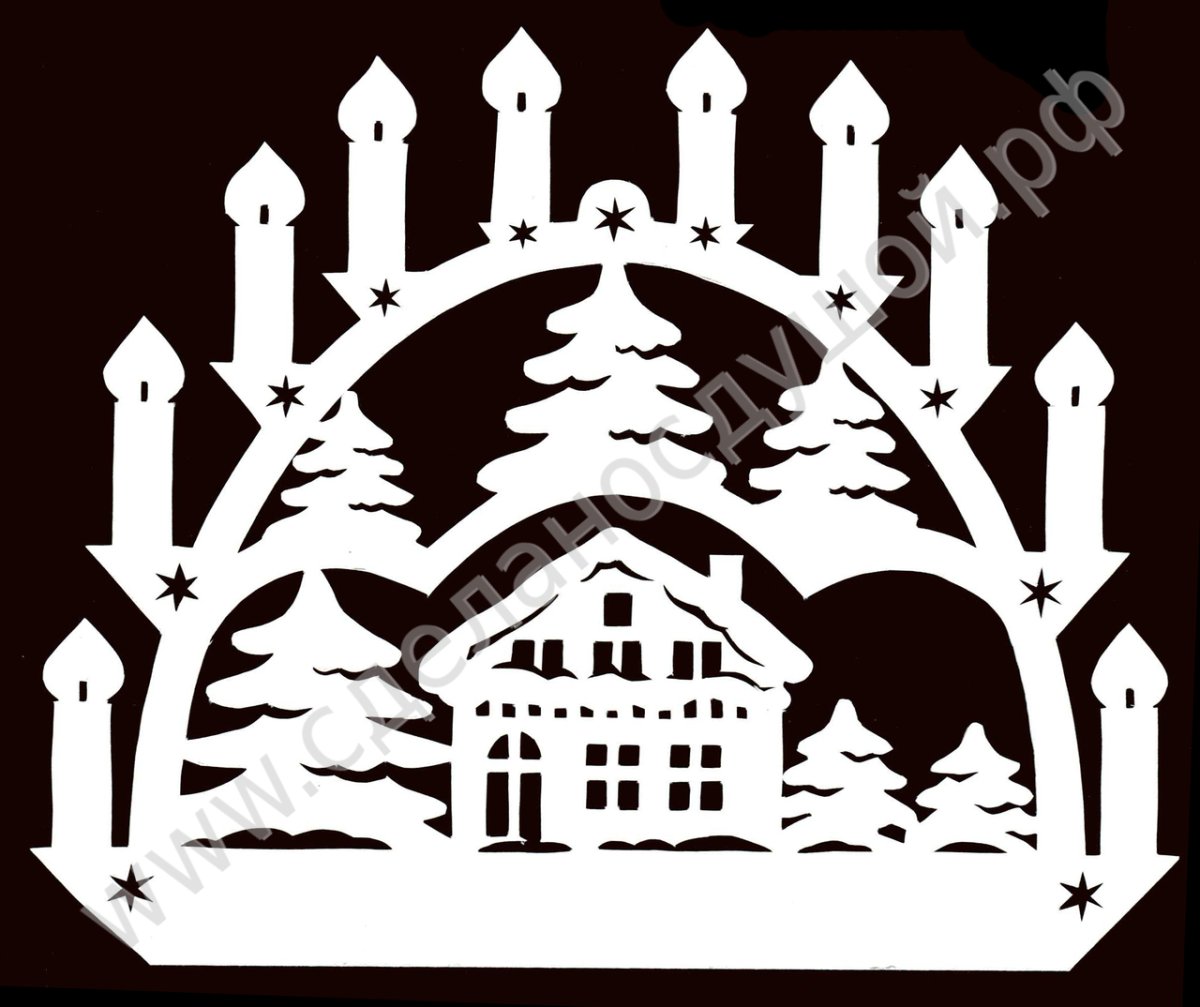 Трафареты на окна новогодние замок