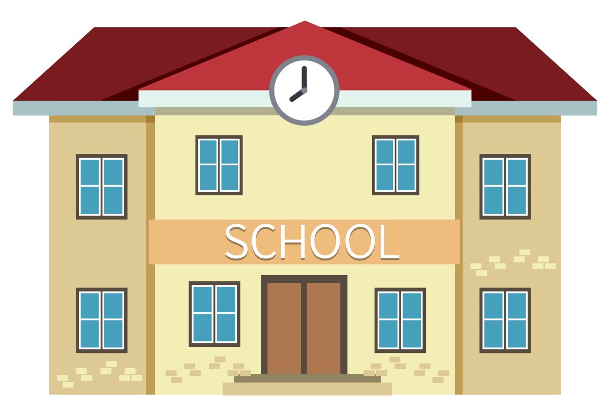 Здание школа на бесцветном фоне