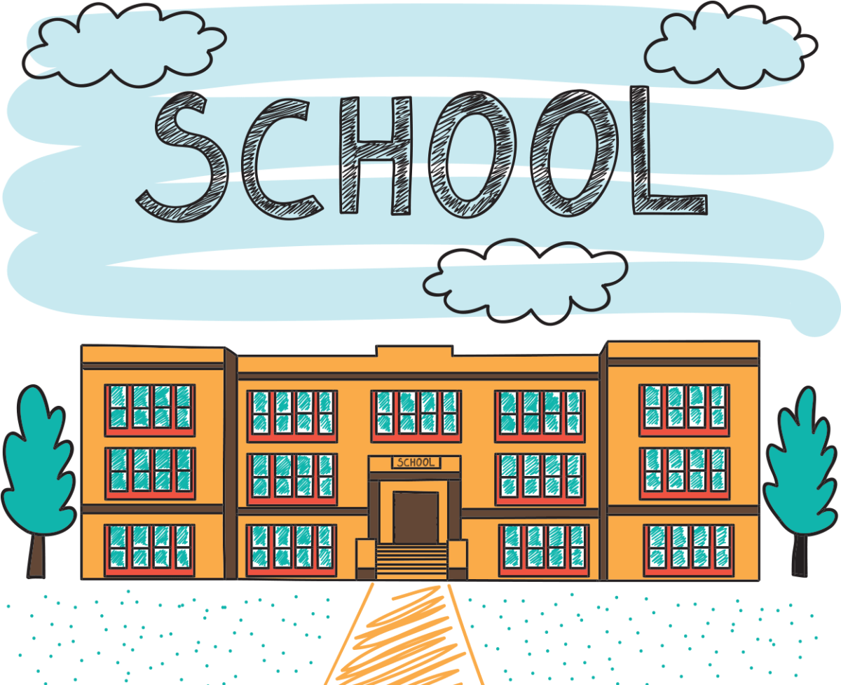 Здание школы на белом фоне