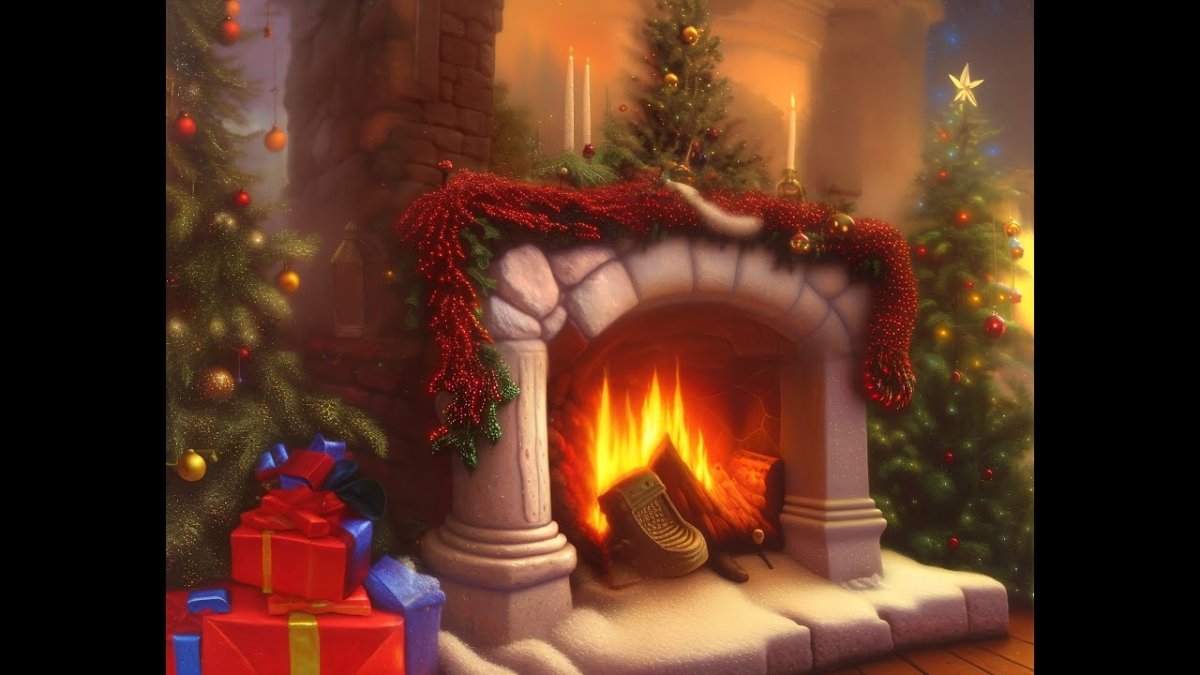 Новый год дети камин