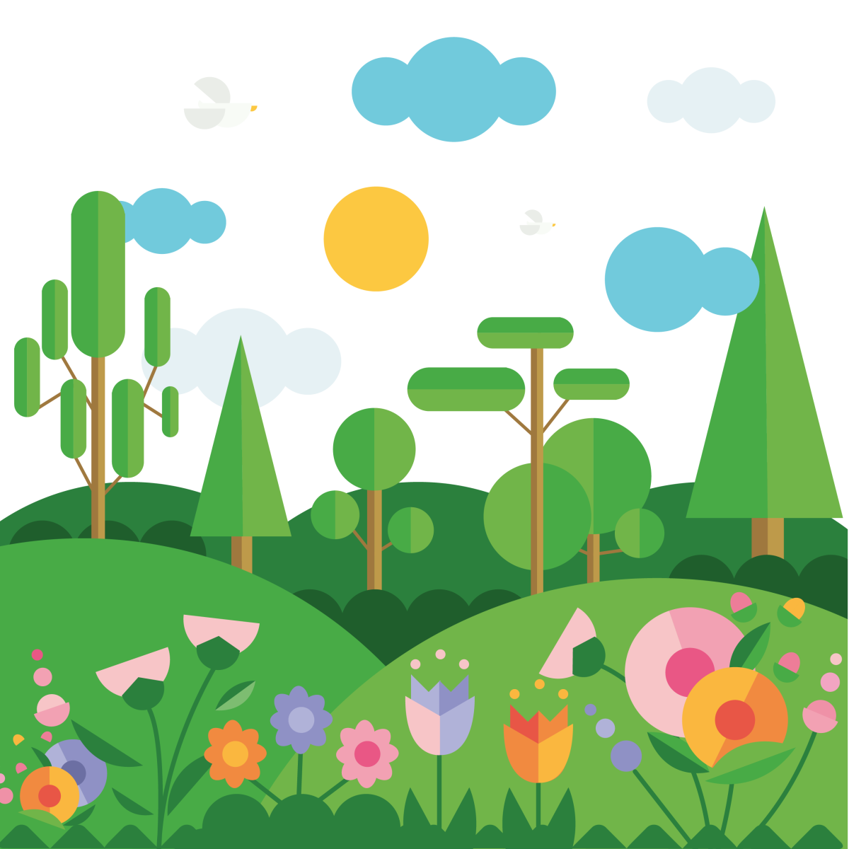 Лес из геометрических фигур