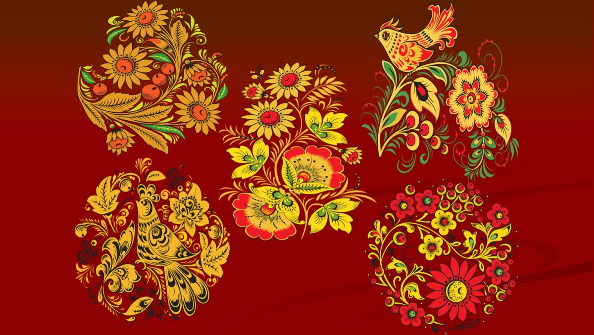 Хохломская роспись на круглой доске