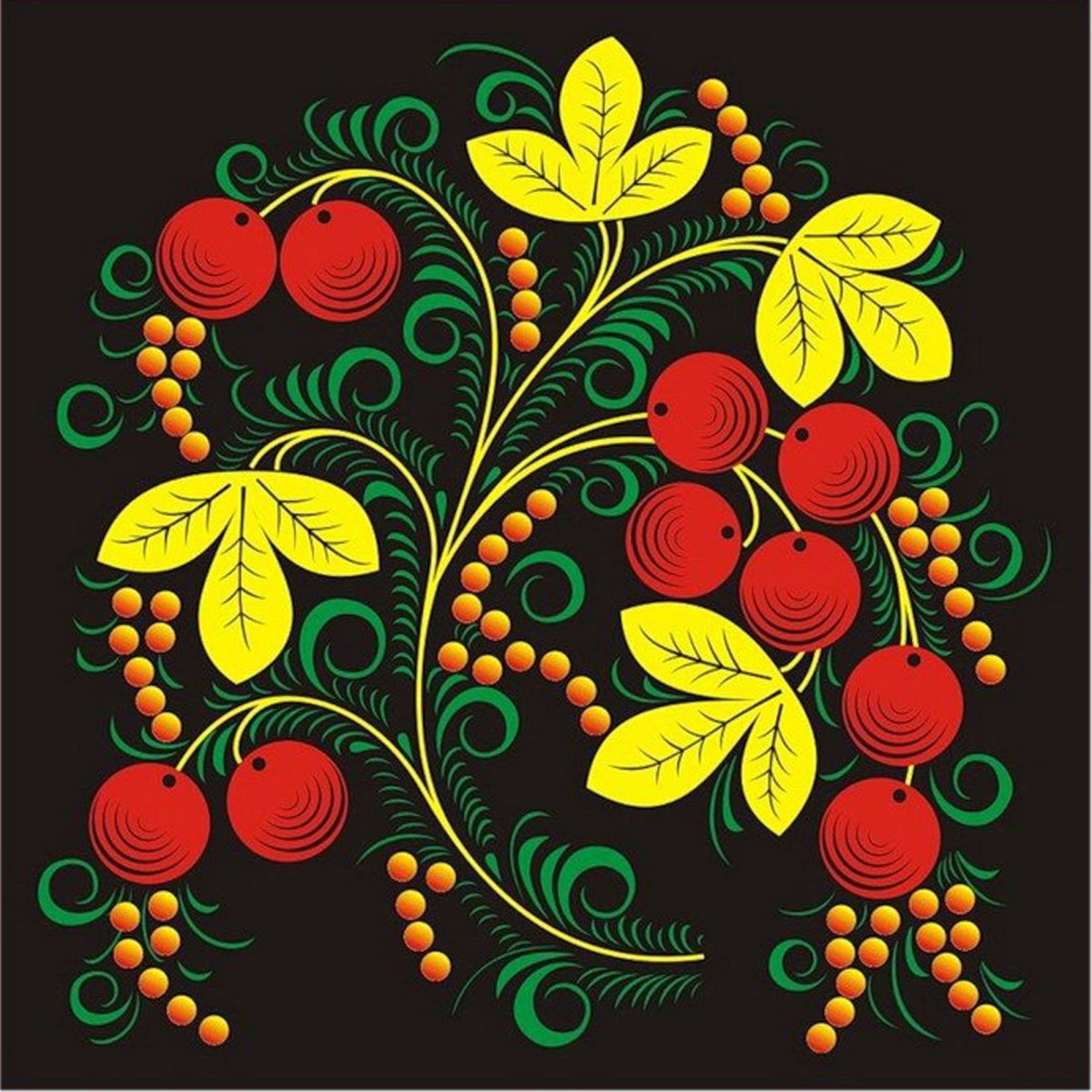 Хохломская роспись рябина