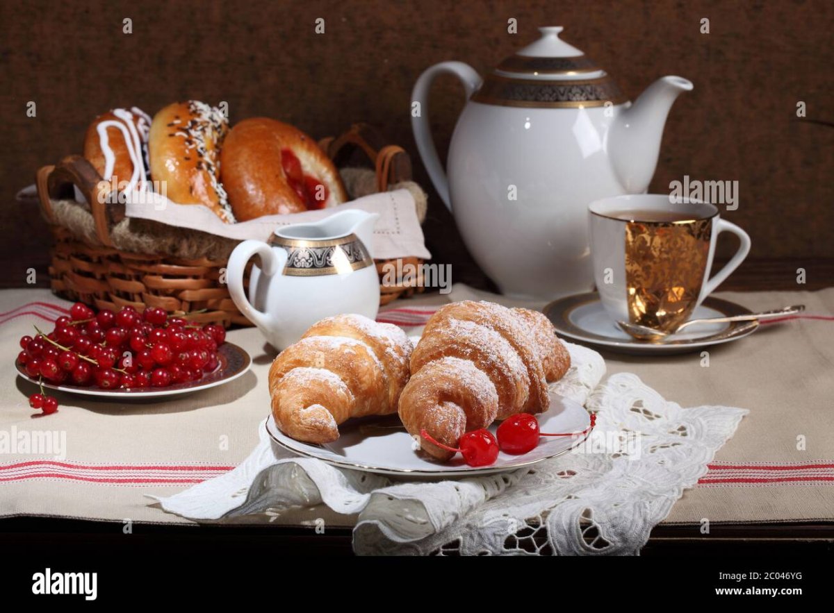 Доброе утро булочки и кофе