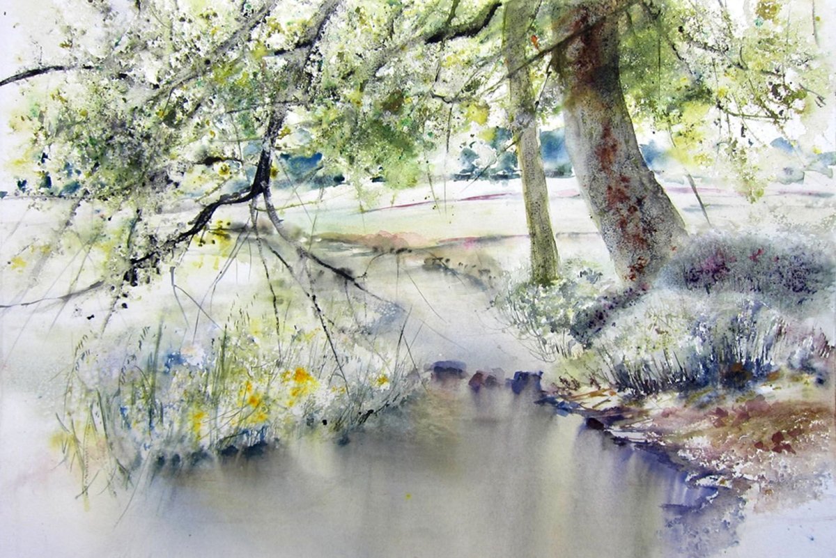 Белая Магнолия акварель