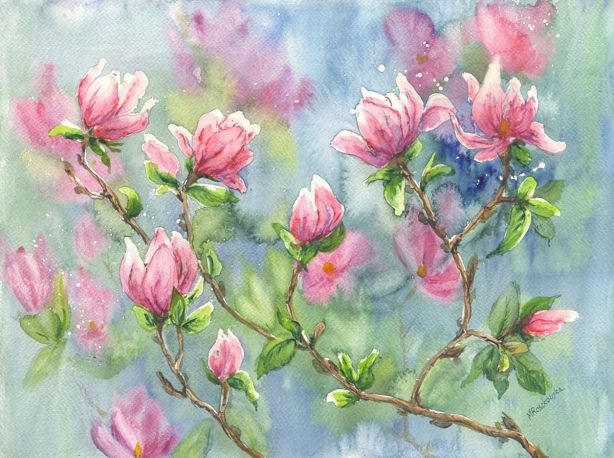 Весенний фон акварель