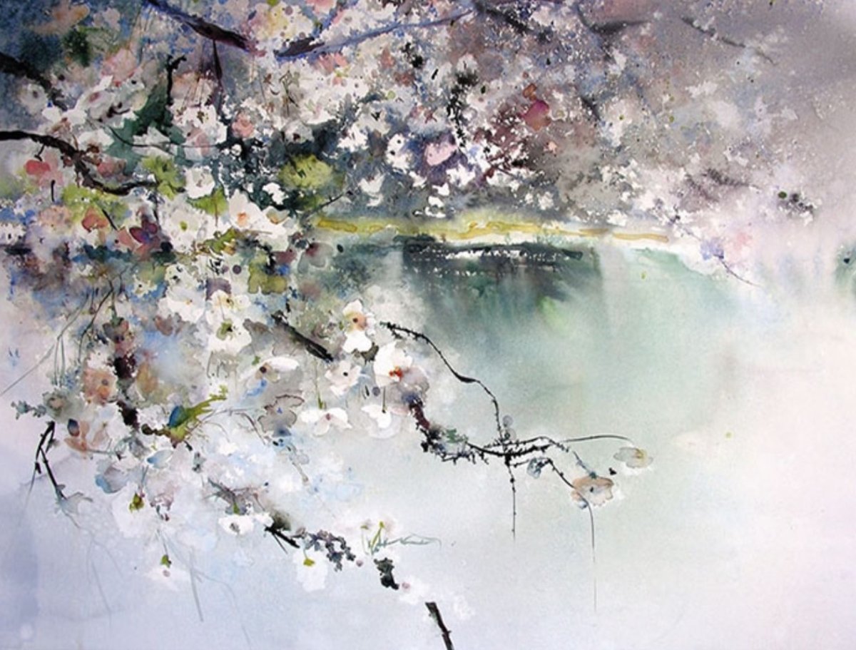 Весенний пейзаж акварелью