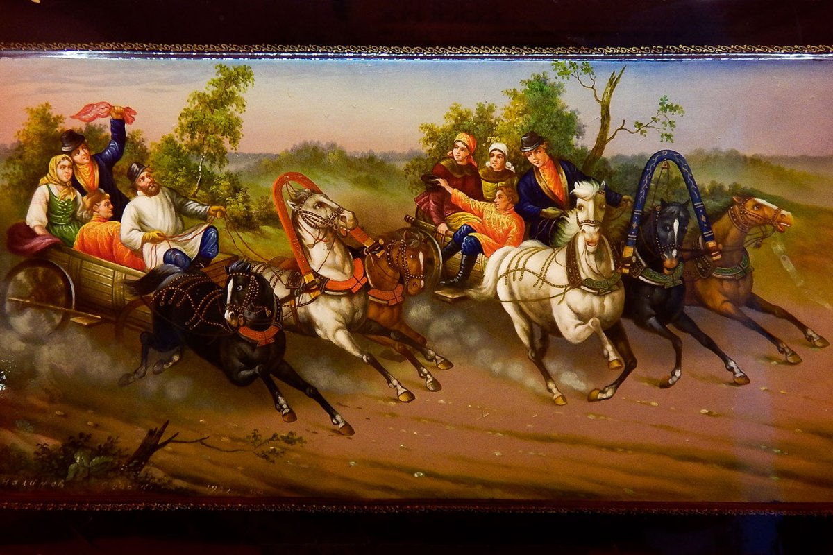 Федоскинская лаковая живопись тройка