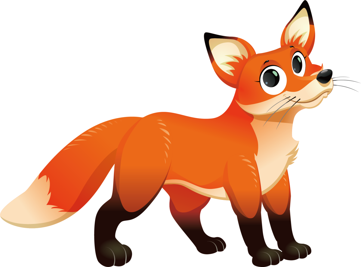 Лиса мультяшная на белом фоне
