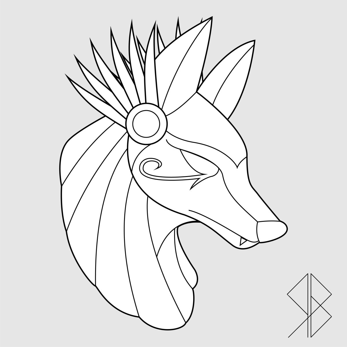 Тату Анубис контурные