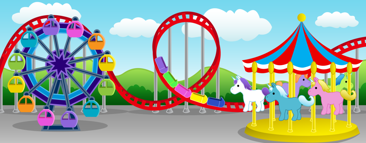 Карусель с лошадками разноцветная