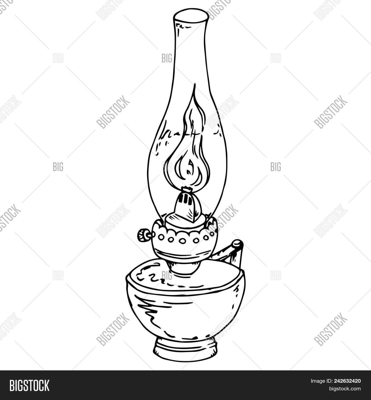 Керосиновая лампа раскраска