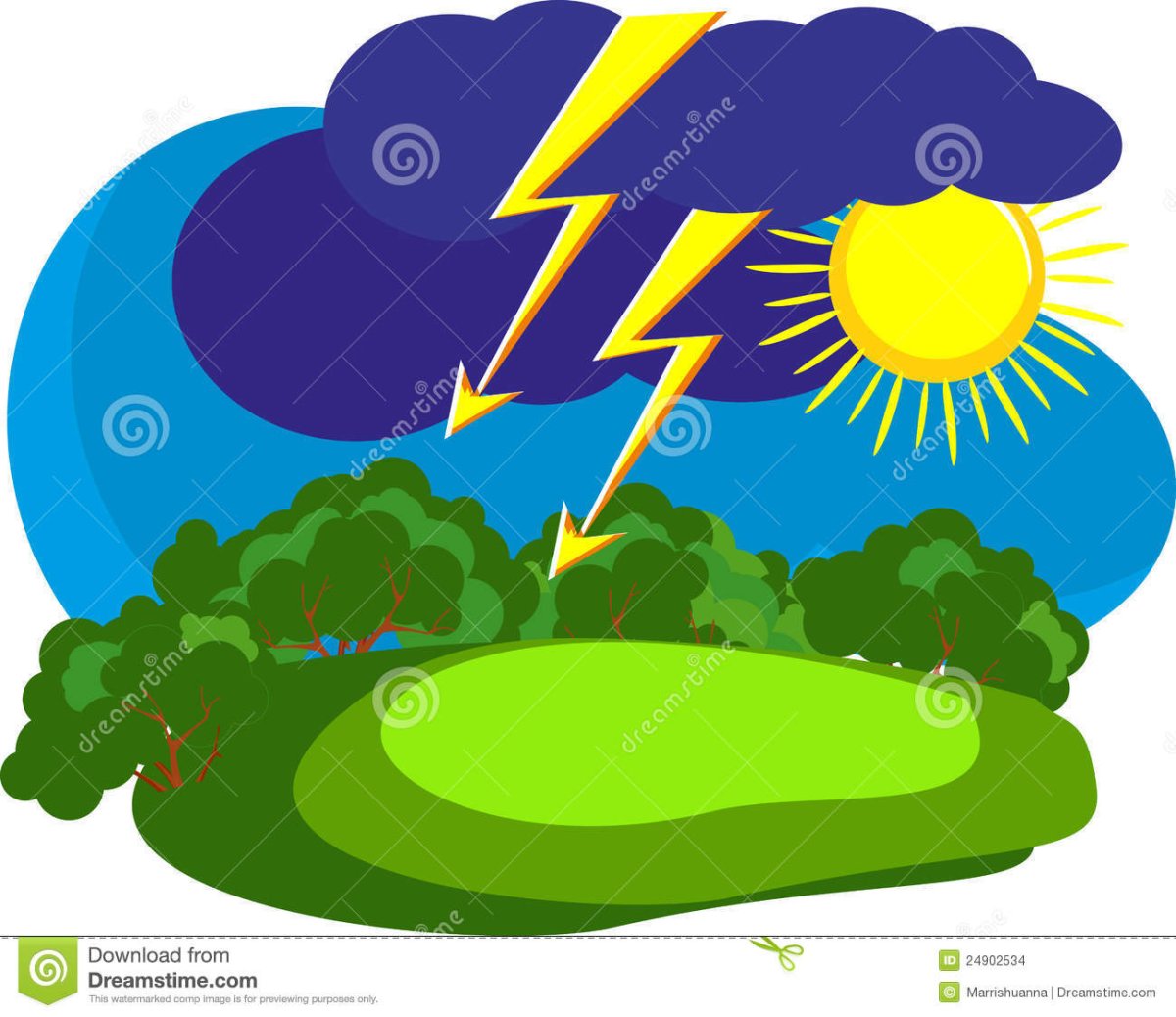 Иллюстрация гроза днем