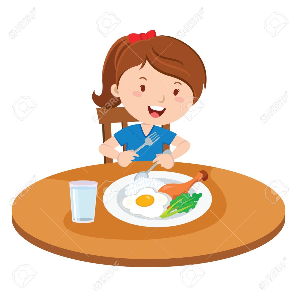 Девочка обедает