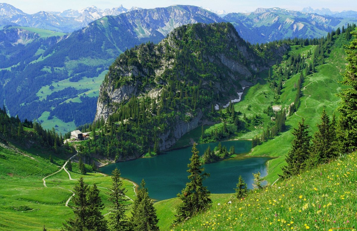 Швейцария Альпы горы летом