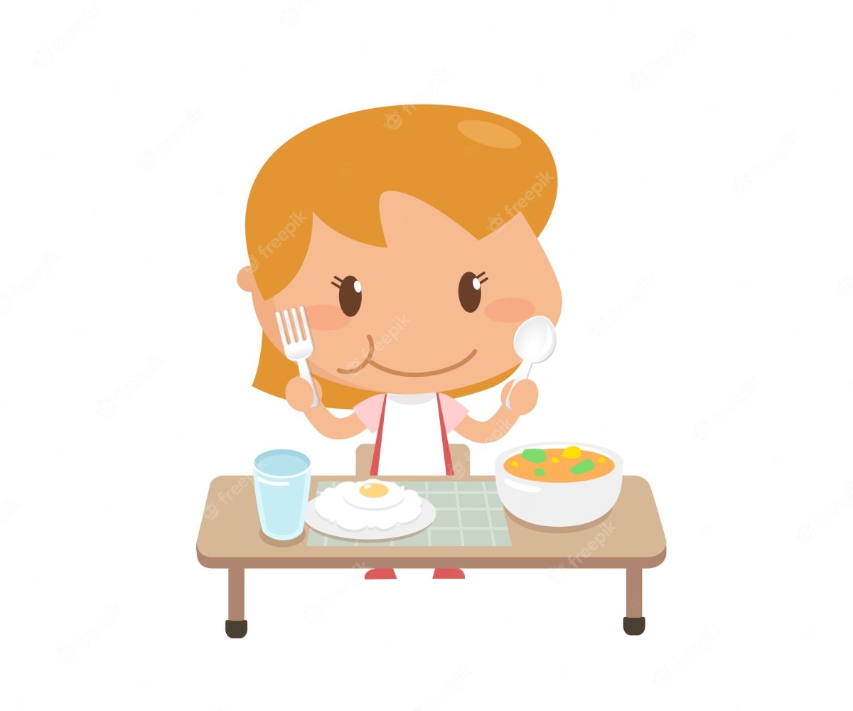 Мультяшка мальчик ест