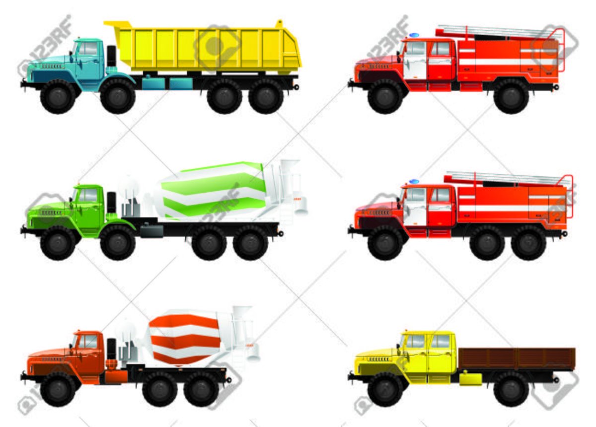 Set Mixer Truck cars with funny Driver vector