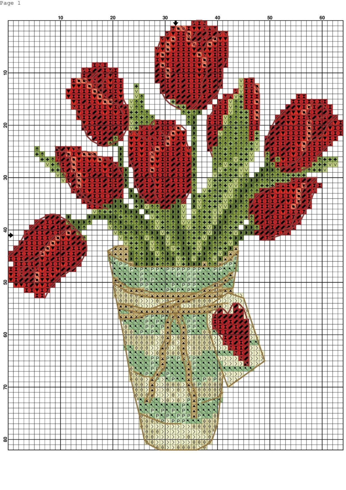 Рисунки по клеточкам цветы