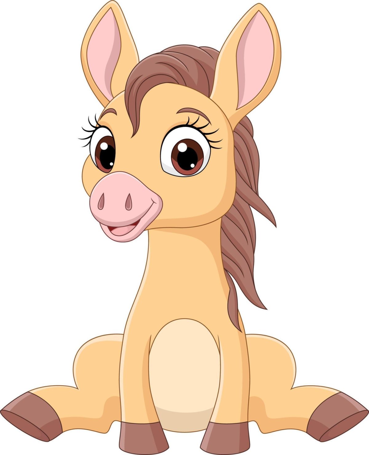 Мультяшная лошадь сидит