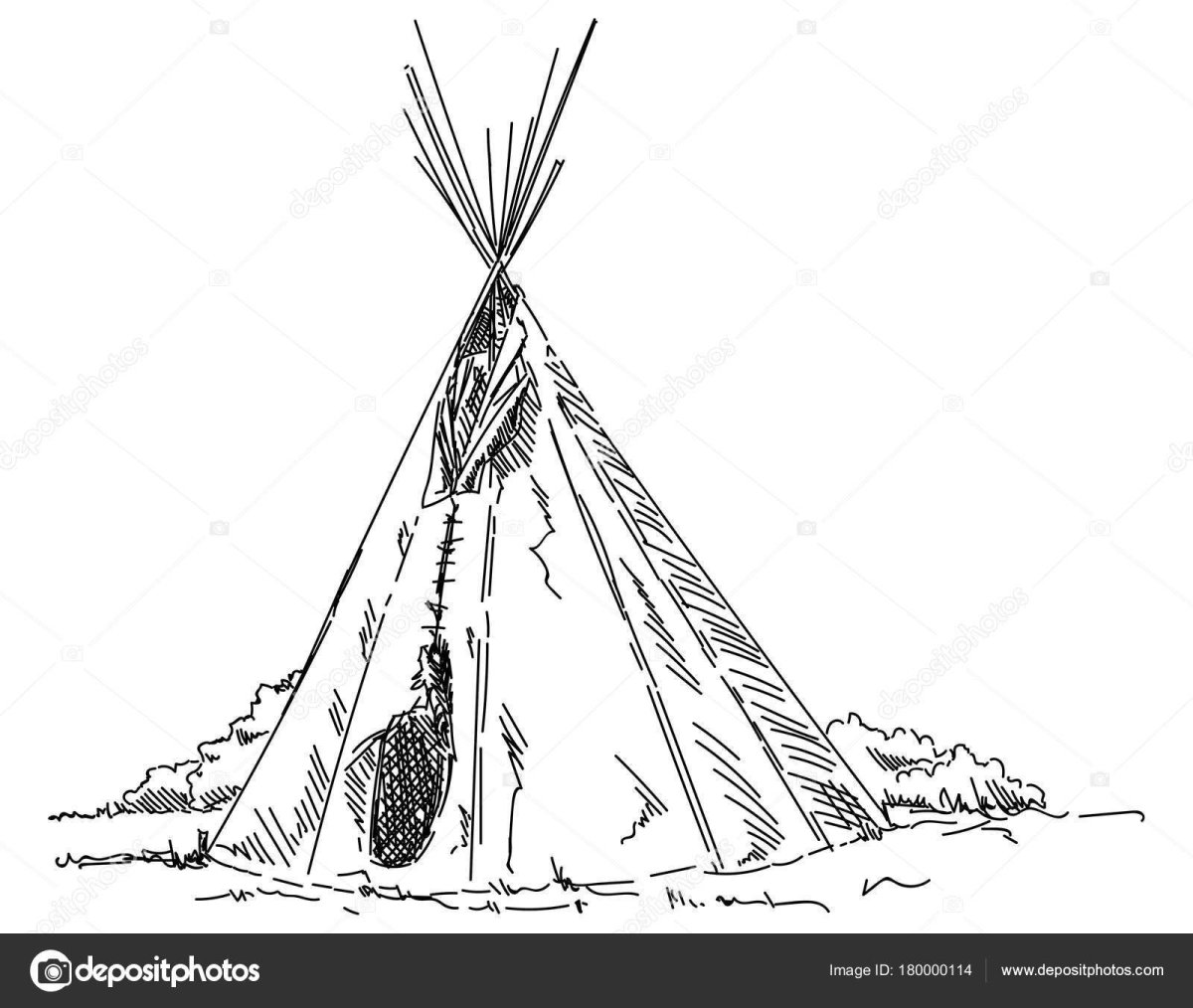 Вигвам трафарет