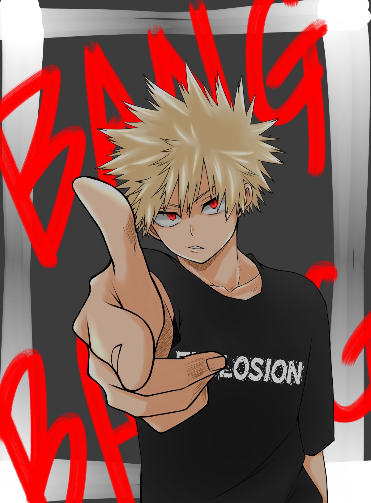 Аниме Бакуго Кацуки с прессом