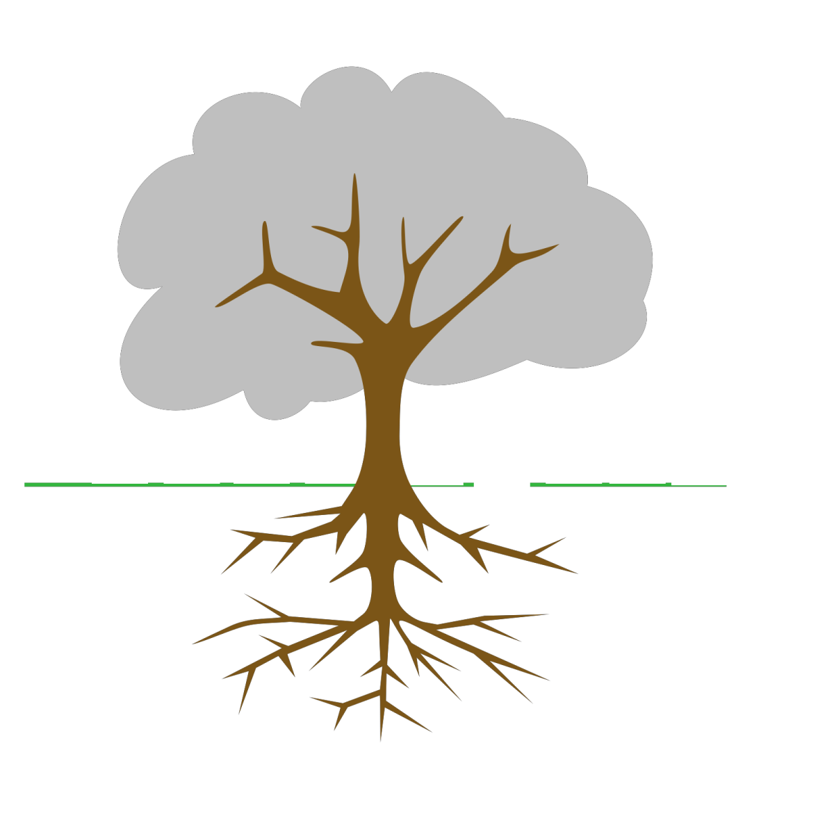 Ветвистое дерево с корнями
