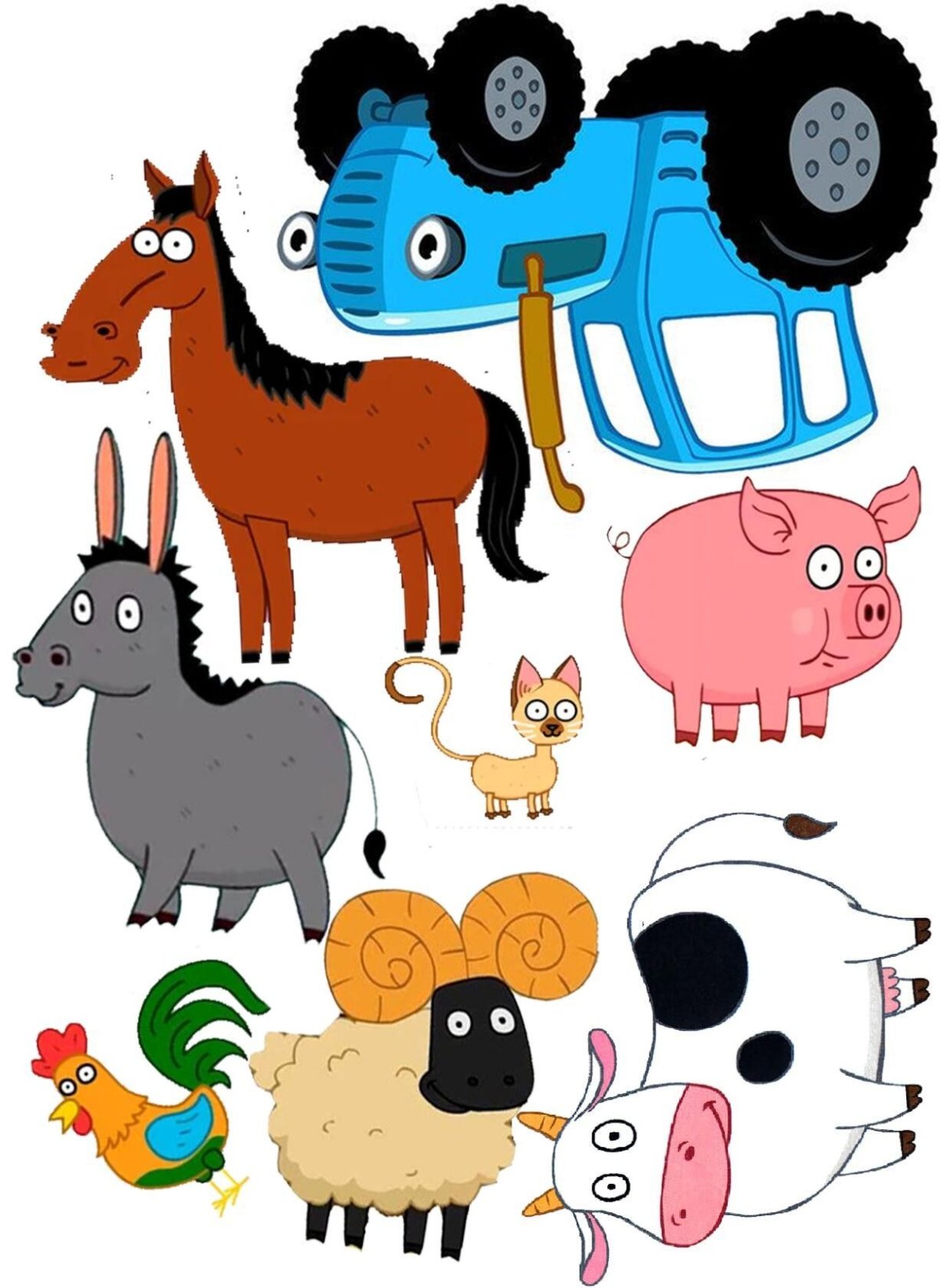 Вафельная печать синий трактор