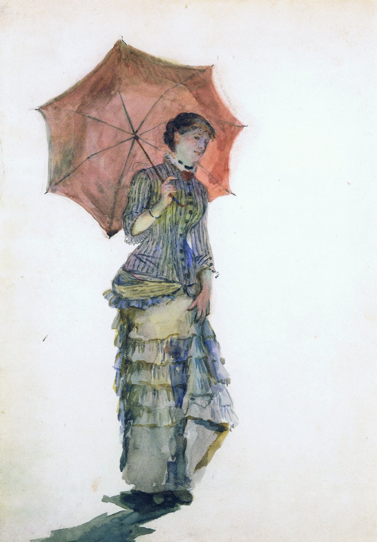 Силуэт женщины с зонтиком