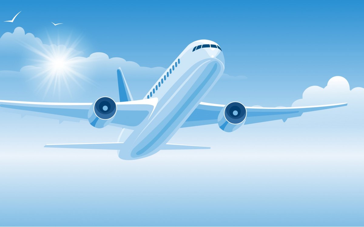 Самолет на голубом фоне