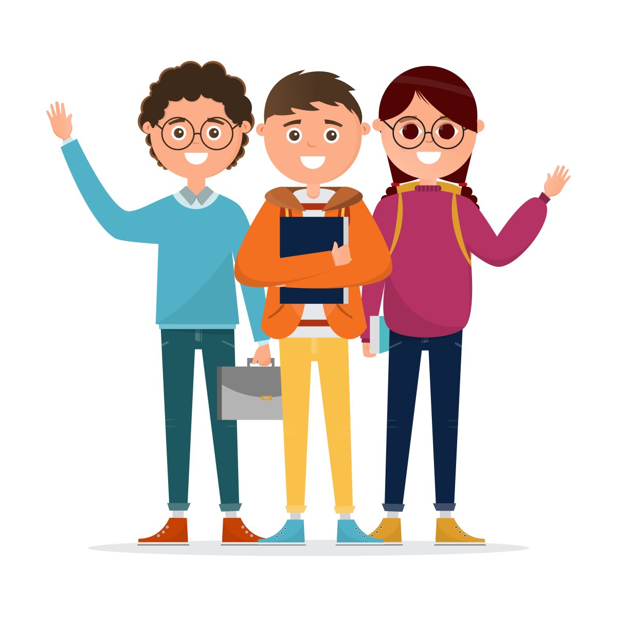 Студент мультяшный на белом фоне