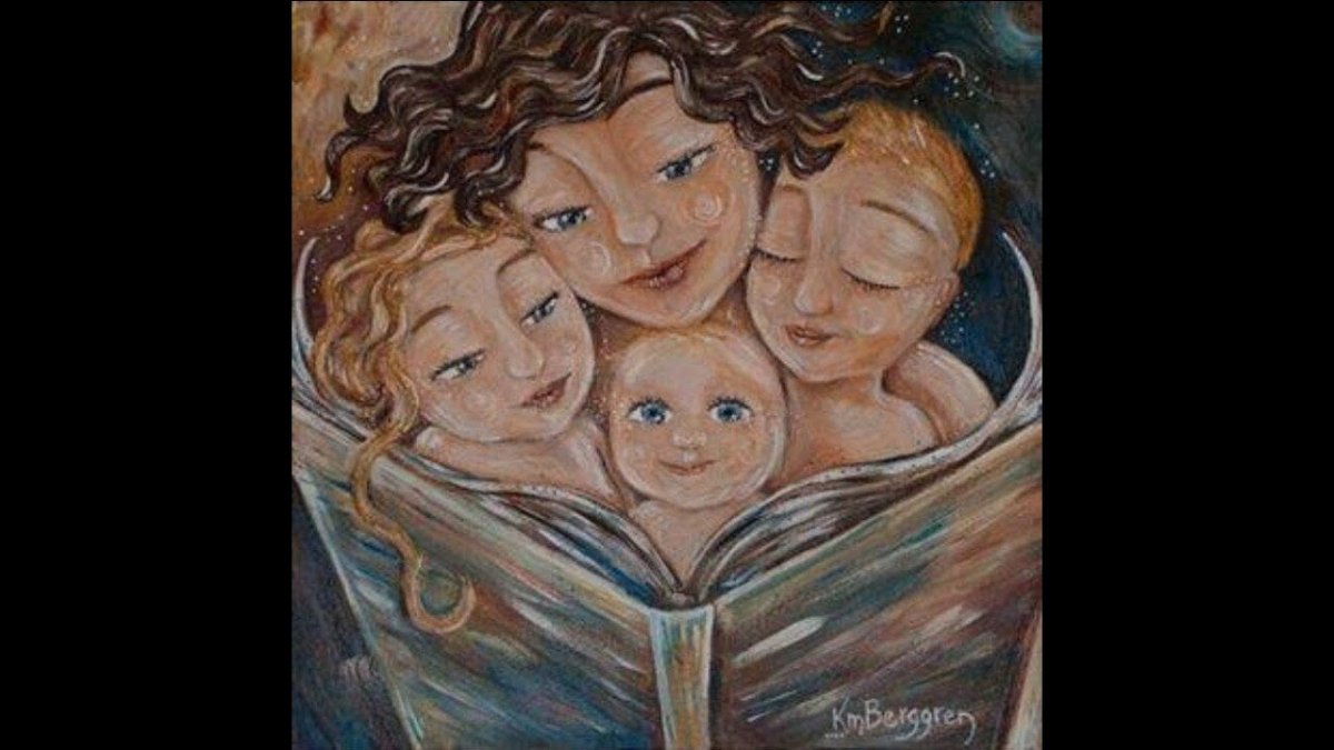 Мама и трое детей иллюстрации