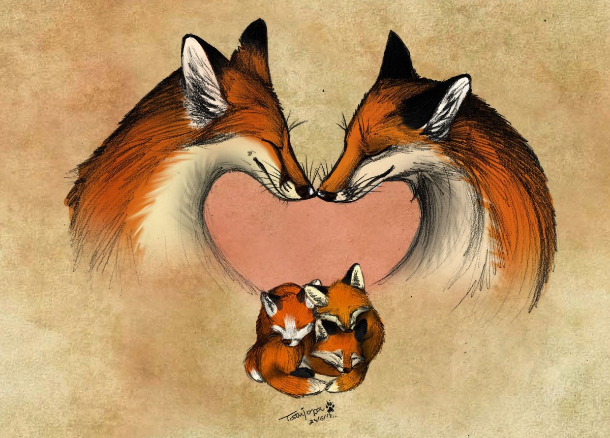 Лисица с лисятами