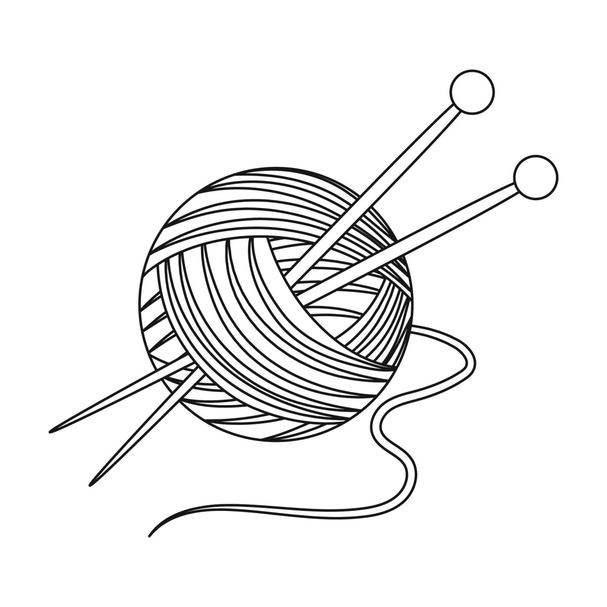Клубок со спицами раскраска