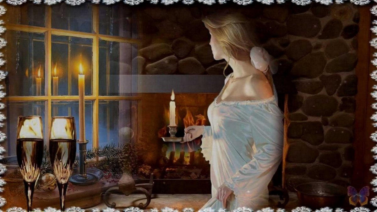 Девушка со свечой у окна