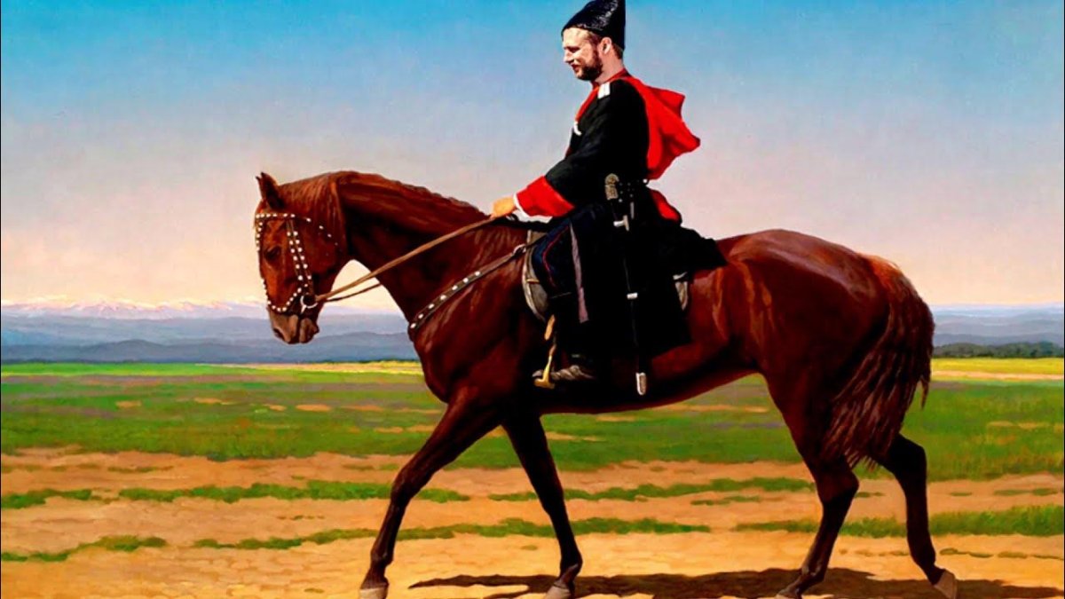 Кубань казак и казачка лошадью