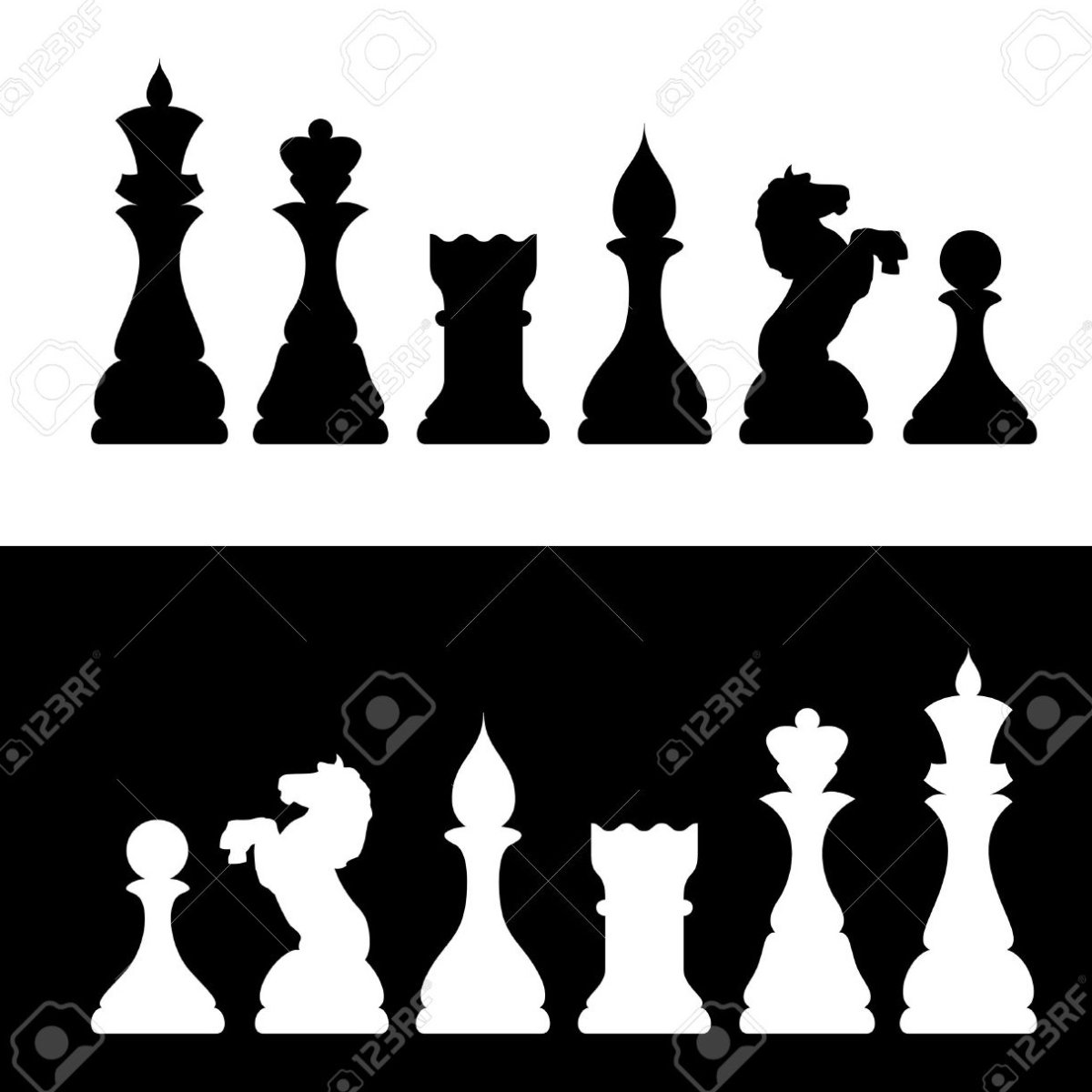 Шахматные фигуры плоские силуэт