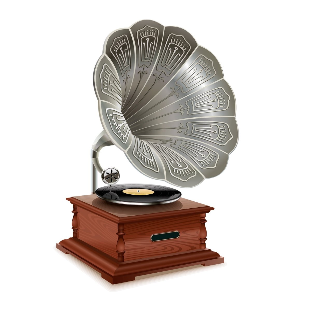 Старинная открытка с граммофоном