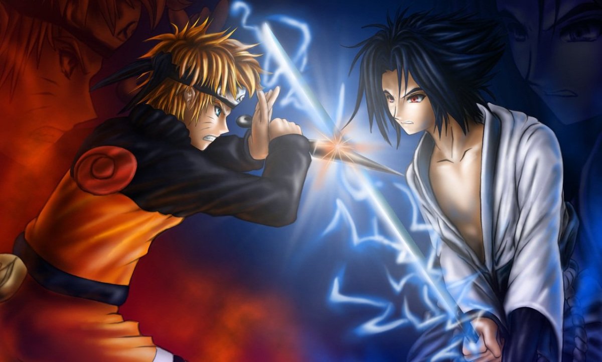 Аниме бой Наруто и Саске