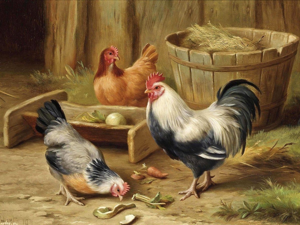 Петушки и курочки для декупажа