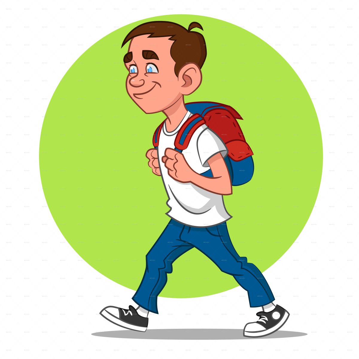 Мальчик идет пешком