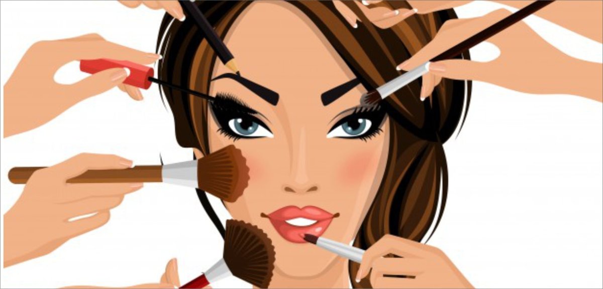 Нарисованная девушка с косметикой