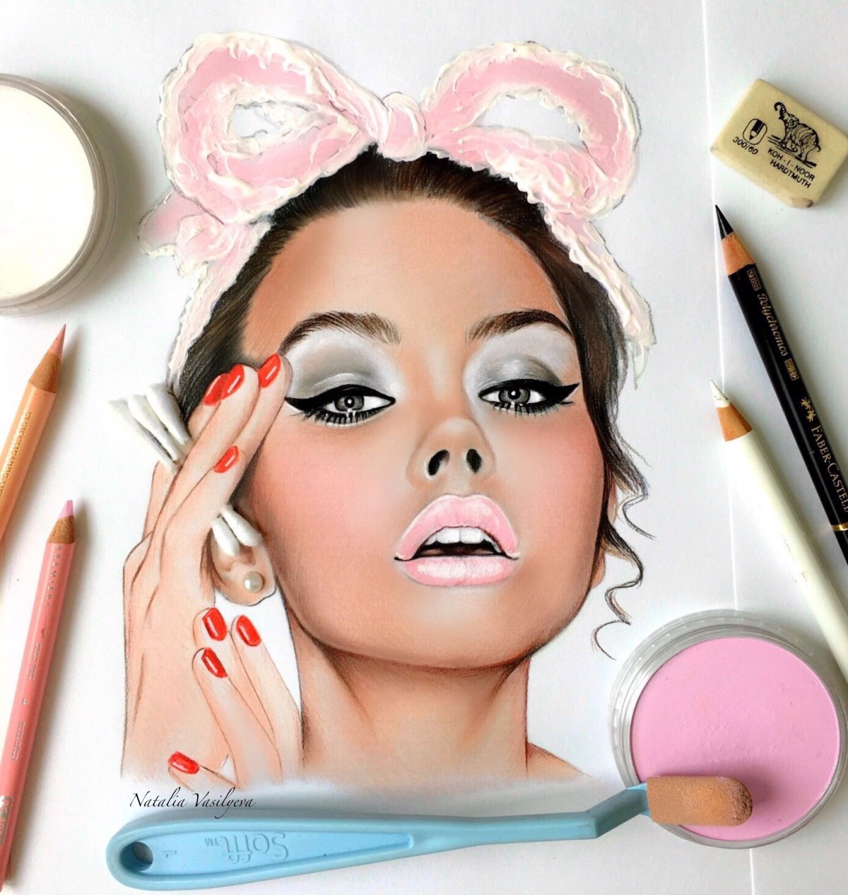 Нарисованная девушка визажист