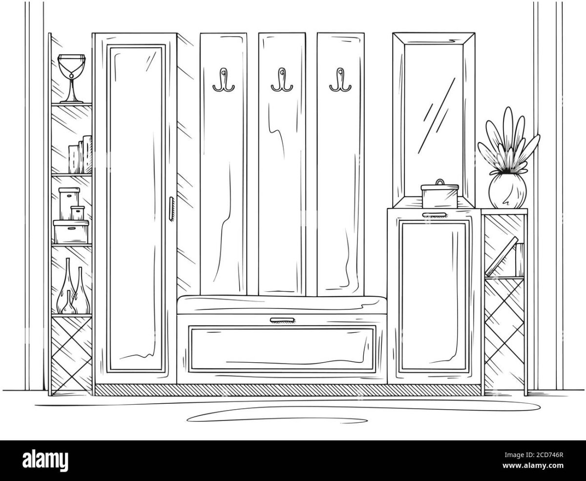 Рисунок мебель на прихожке