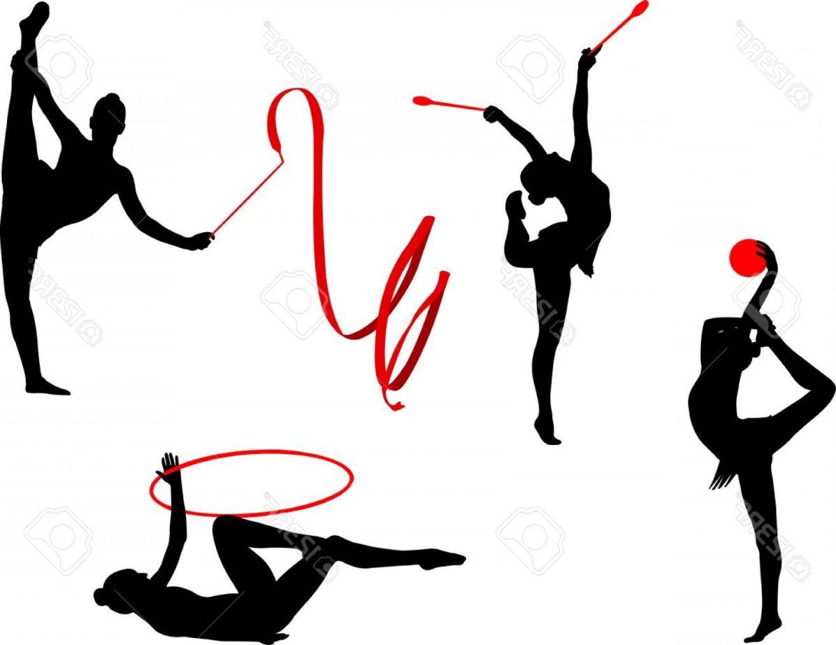 Гимнастка с лентой силуэт