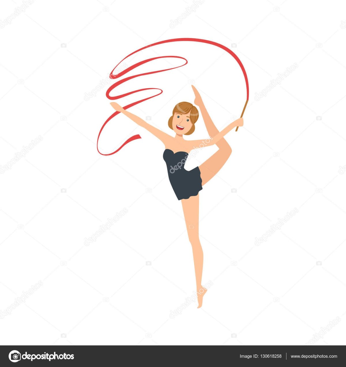 Гимнастка с лентой вектор